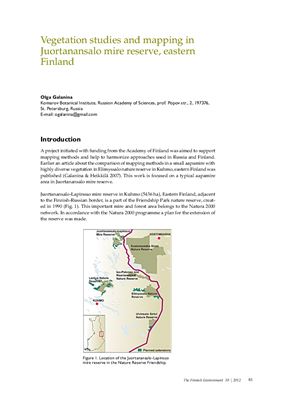 2012. Vegetation studies and mapping in Juortanansalo mire reserve, eastern Finland. In: Lindholm, Mires from pole to pole. The Finnish Environment 32/2012: 81-89