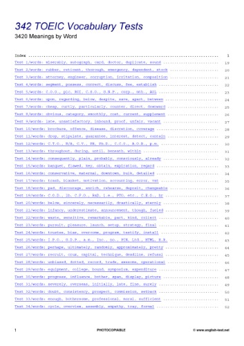 English-test.net. 342 TOEIC Vocabulary Tests (meanings by word)