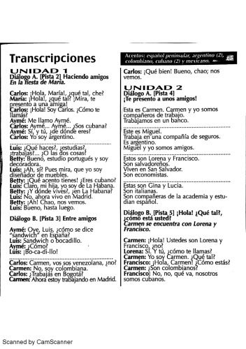 Nuevo Ven 1 Voces de Latinoamérica (transcripciones)