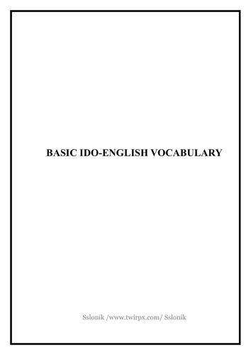 Basic Ido-English Vocabulary