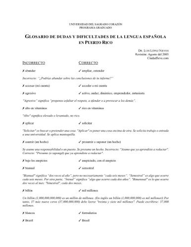 Glosario de dudas y dificultades de la lengua española en Puerto Rico