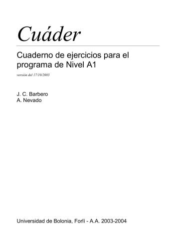 Cuáder. Cuaderno de ejercicios para el programa de Nivel A1