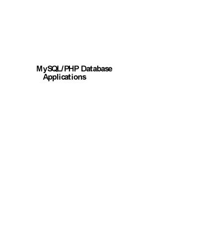 MySQL/PHP Database Applications