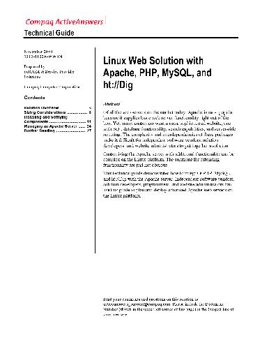 Linux Web Solution with Apache, PHP, MySQL, and ht://Dig