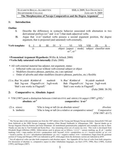 The Morphosyntax of Navajo Comparatives and the Degree Argument