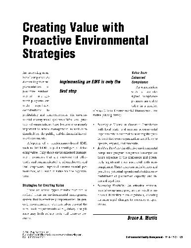 Creating Value with Proactive Environmental Strategies