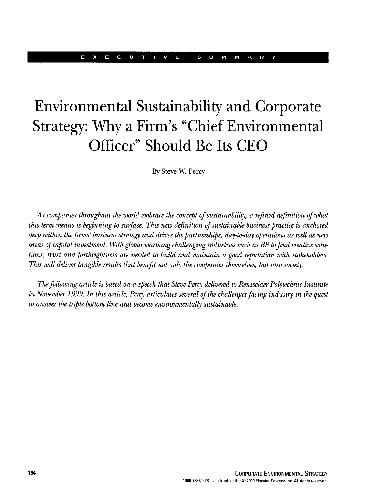 Environmental Sustainability and Corporate Strategy