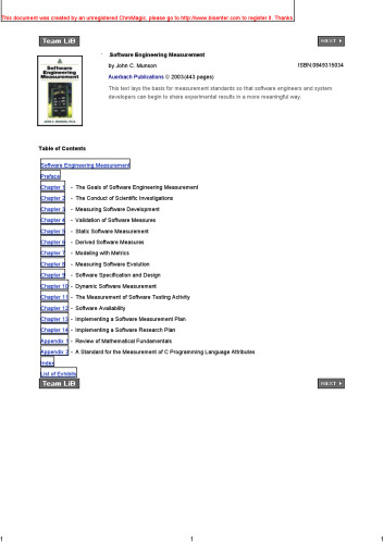 Software engineering measurement