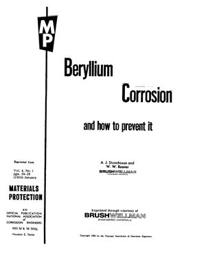 Beryllyum Corrosion and how to prevent it