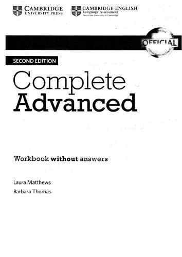 Complete Advanced. Workbook without answers