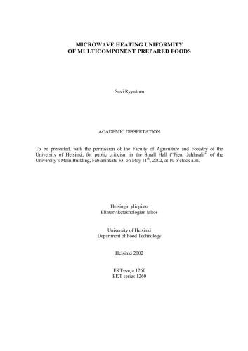 Microwave heating uniformity of multicomponent prepared foods