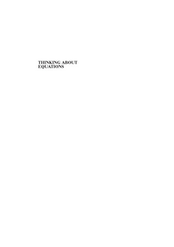 Thinking About Equations: A Practical Guide for Developing Mathematical Intuition in the Physical Sciences and Engineering