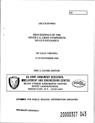 Proceedings of the ninth U.S. army symposium on gun dynamics