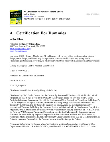 A+ Certification for Dummies