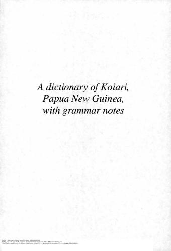 A Dictionary of Koiari, Papua New Guinea, with grammar notes