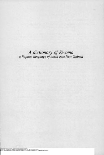 A Dictionary of Kwoma: a Papuan language of north-east New Guinea