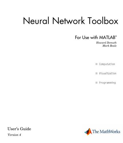 Neural Network Toolbox For Use with MATLAB