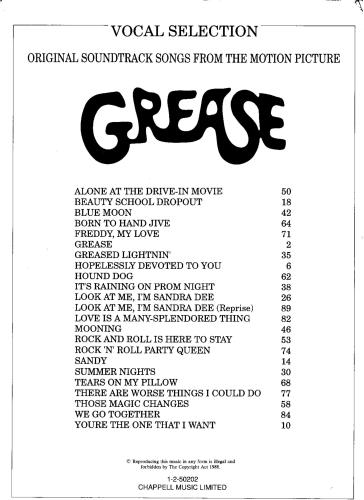 Grease. Vocal Selections