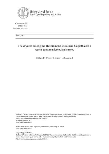 The drymba among the Hutsul in the Ukrainian Carpathians: a recent ethnomusicological survey