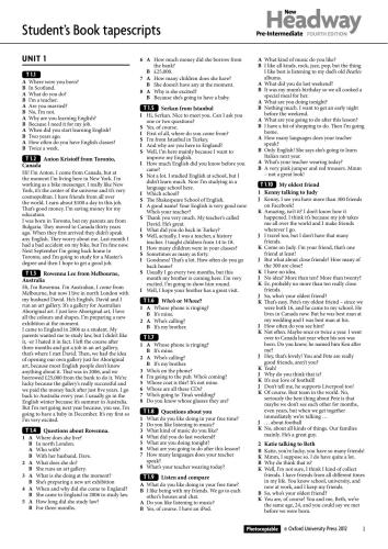 Headway Pre-intermediate Tapescripts