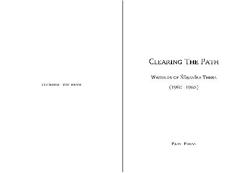 Clearing the Path: Writings of Nanavira Thera (1960-1965)