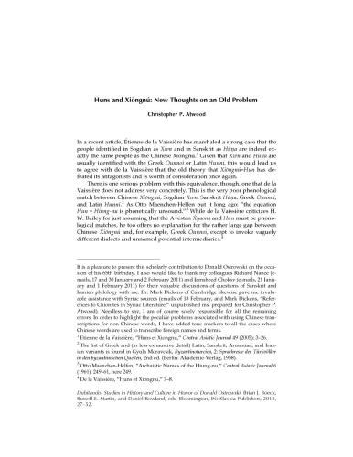 Huns and Xiongnu. New Thoughts on an Old Problem