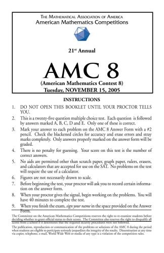 American Mathematics Contest 8 (AMC 8) 2005