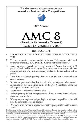 American Mathematics Contest 8 (AMC 8) 2004