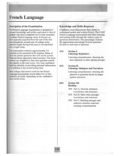 CLEP 2011 French Study Guide