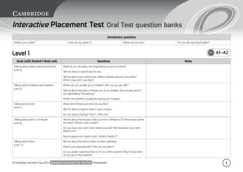 Interactive Placement Test. Teacher’s Guide