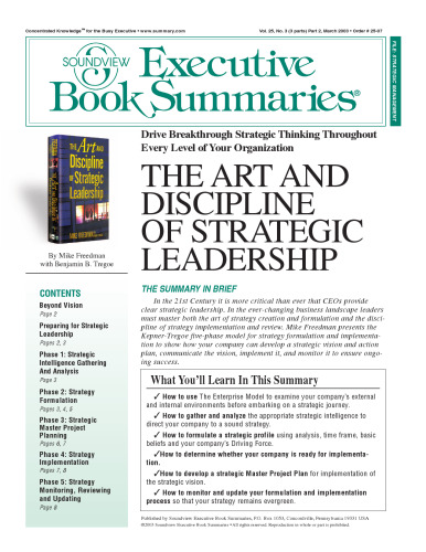 The Art and Discipline of Strategic Leadership