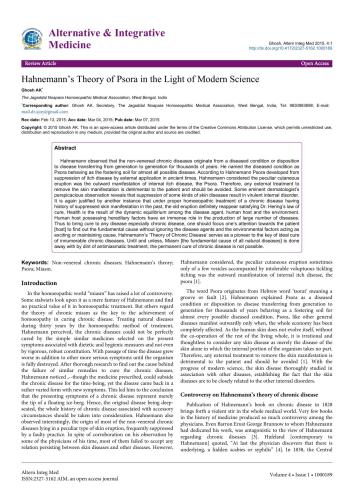 Hahnemann’s Theory of Psora in the Light of Modern Science