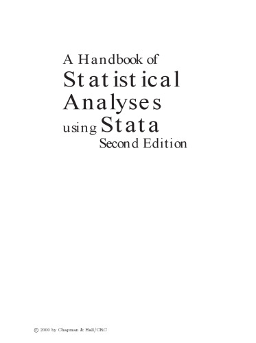 A Handbook of Statistical Analyses Using Stata