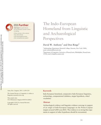 The Indo-European Homeland from Linguistic and Archaeological Perspectives