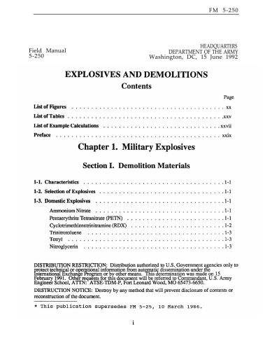 Руководство армии США по подрывным работам (Explosives and Demolitions) версия 1992 г