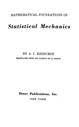 Mathematical foundations of statistical mechanics