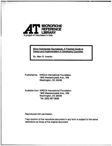 Allen Micro-hydropower Sourcebook