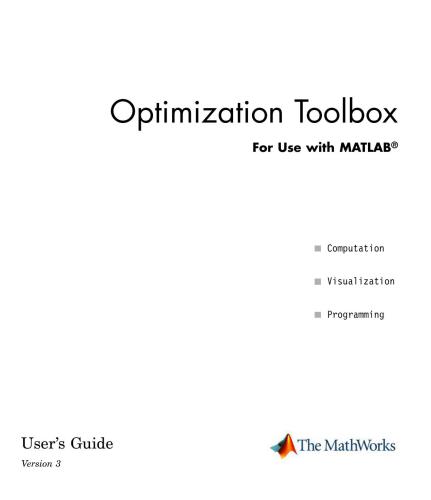 MATLAB. Optimization Toolbox. User’s Guide