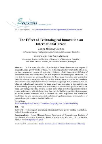 The Effect of Technological Innovation on International Trade