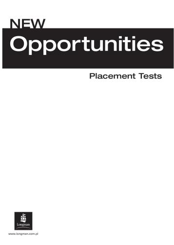 New Opportunities Placement Tests with answer key