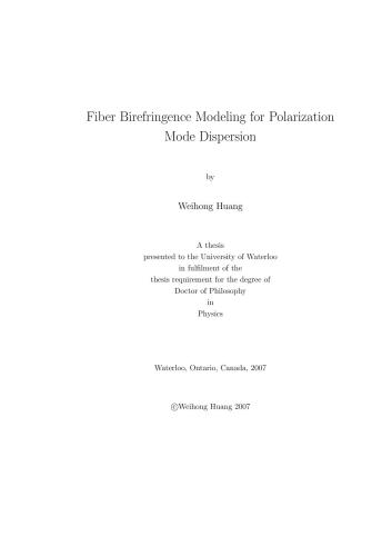 Fiber Birefringence Modeling for Polarization Mode Dispersion