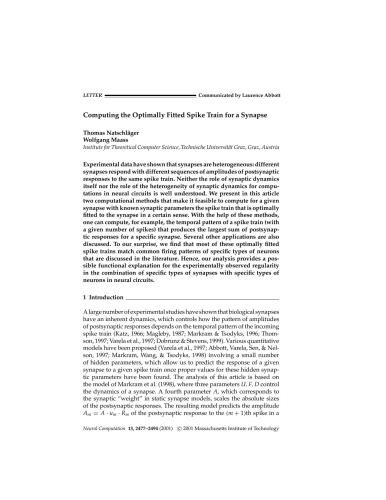 Computing the Optimally Fitted Spike Train for a Synapse