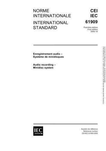 IEC 61909-2000. Audio recording. Minidisc system. Звукозапись. Система на минидисках