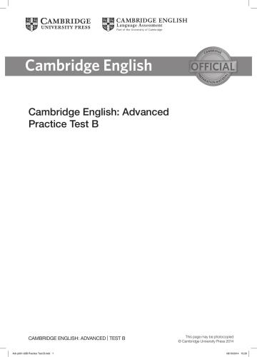 Cambridge English: Advanced Practice Test B