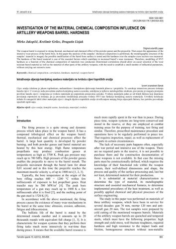 Investigation of the material chemical composition influence on artillery weapons barrel hardness