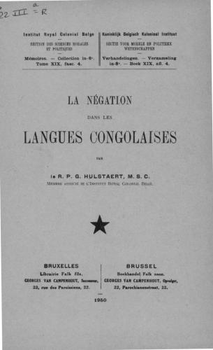 La négation dans les langues congolaises