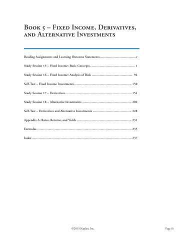 CFA. Level 1 Book 5: Fixed Income, Derivatives, and Alternative Investments 2016