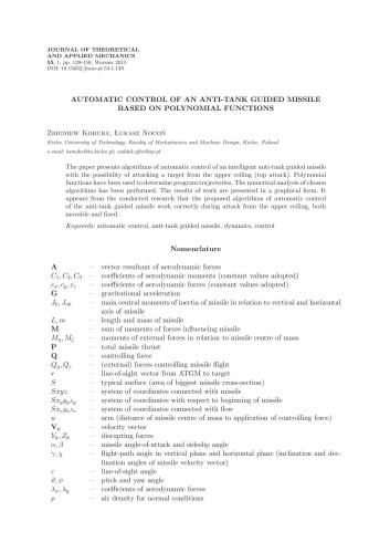 Automatic control of an anti-tank guided missile based on polynomial functions