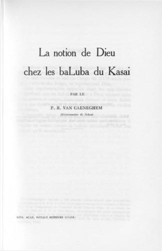 La notion de Dieu chez les baLuba du Kasai