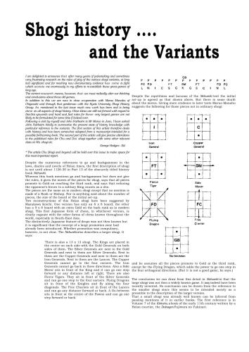 Shogi history and the Variants